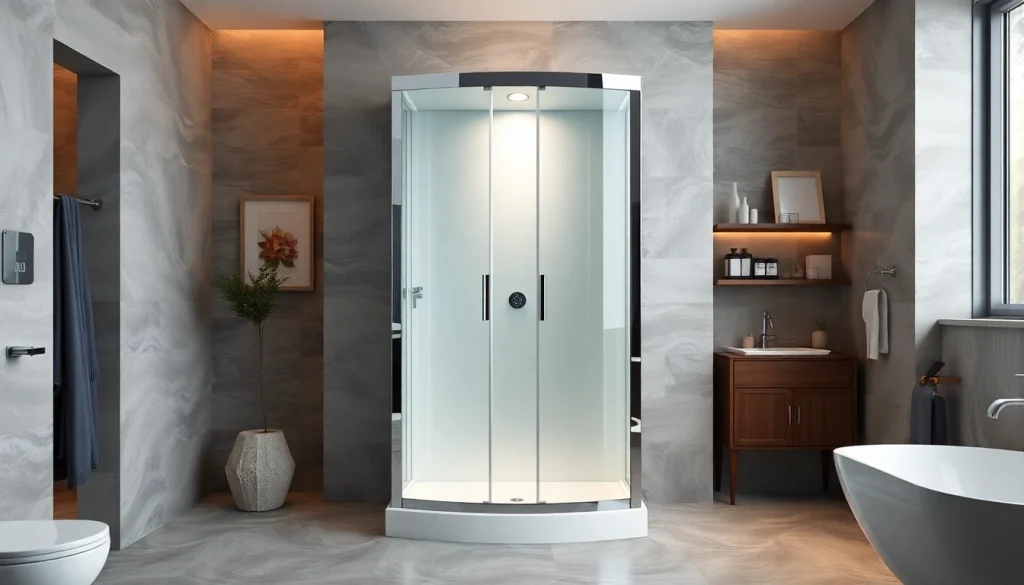 Duschkabine 90x90 in einem modernen Badezimmer zeigt elegantes Design und Details.