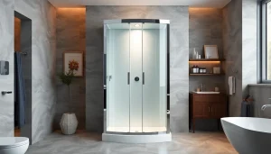 Duschkabine 90x90 in einem modernen Badezimmer zeigt elegantes Design und Details.