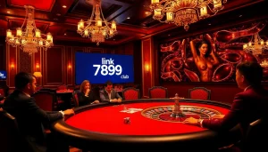 Experience the thrill of link 789club with eager players at an upscale casino table.