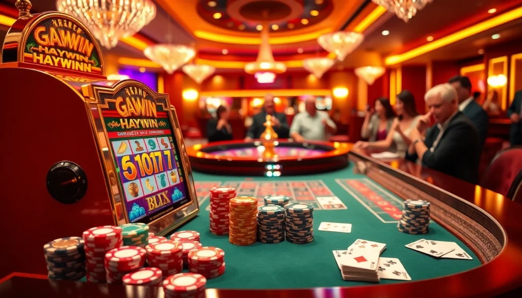Intense gameplay experience at Game Haywin slot machine with vibrant casino atmosphere.