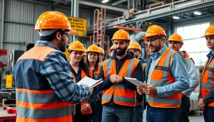 Engaging construction safety training Colorado session with diverse workers and safety gear.