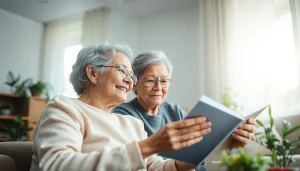 Engaging scene of in home care austin tx with a caregiver assisting an elderly client at home.