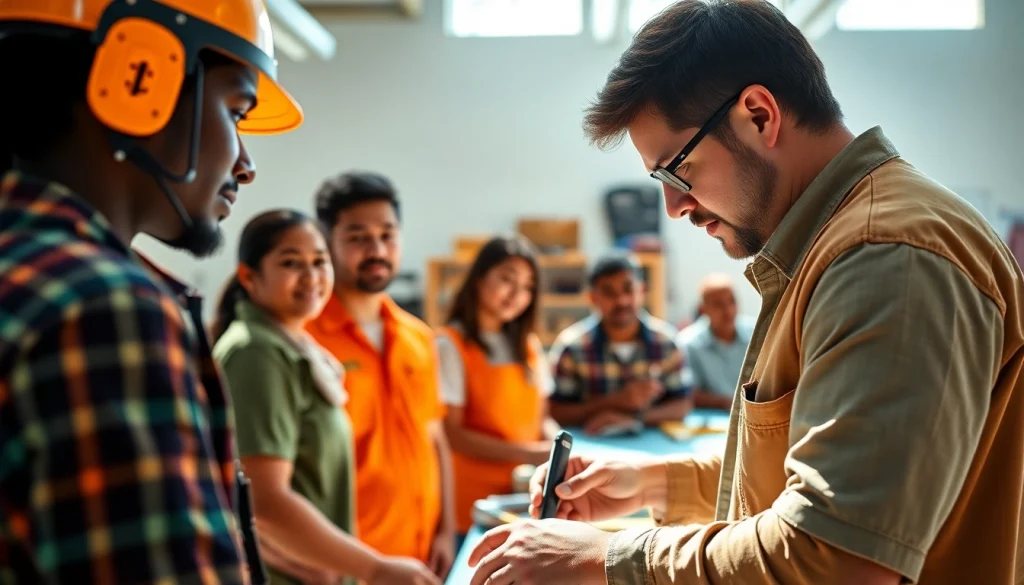 Trade schools oahu students engaged in hands-on learning with an instructor in a classroom.