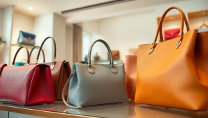 명품 이미테이션 핸드백을 우아하게 진열한 부티크의 세련된 모습