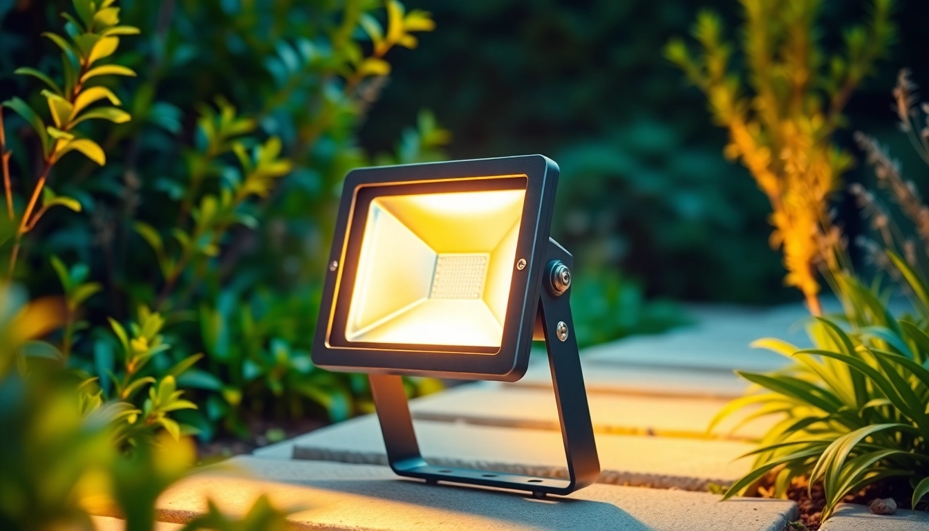 LED straler verlicht een tuinpad met helder licht en elegante vormgeving.