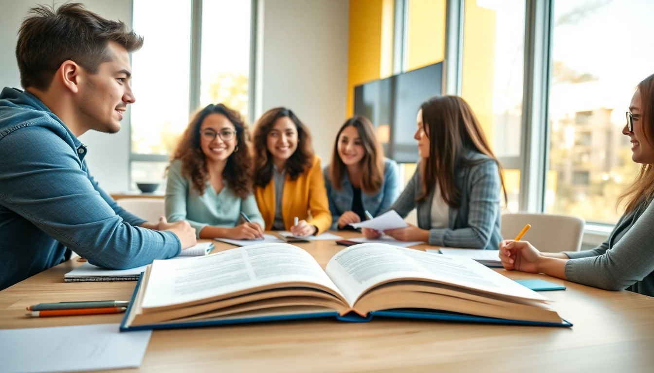 Provide TOEFL expert help in a vibrant classroom setting with engaged students and a focused mentor.