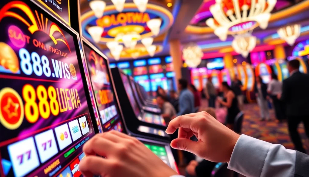 Permainan slot 88SLOTDEWA Online yang menarik dengan pemain yang terlibat di kasino.