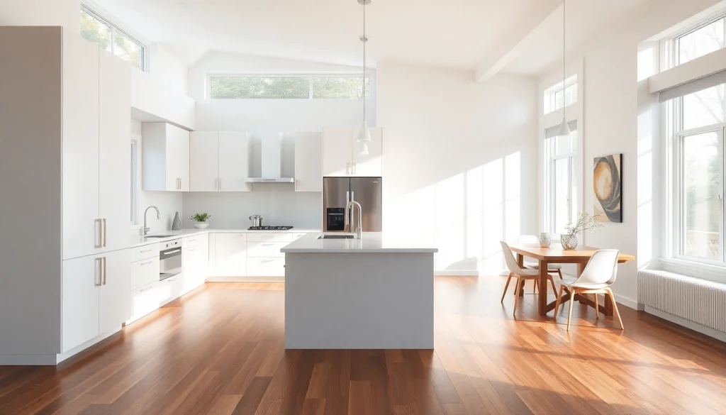 Home renovation showcasing a modern kitchen transformation with stylish features.