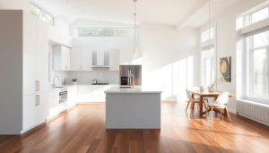 Home renovation showcasing a modern kitchen transformation with stylish features.