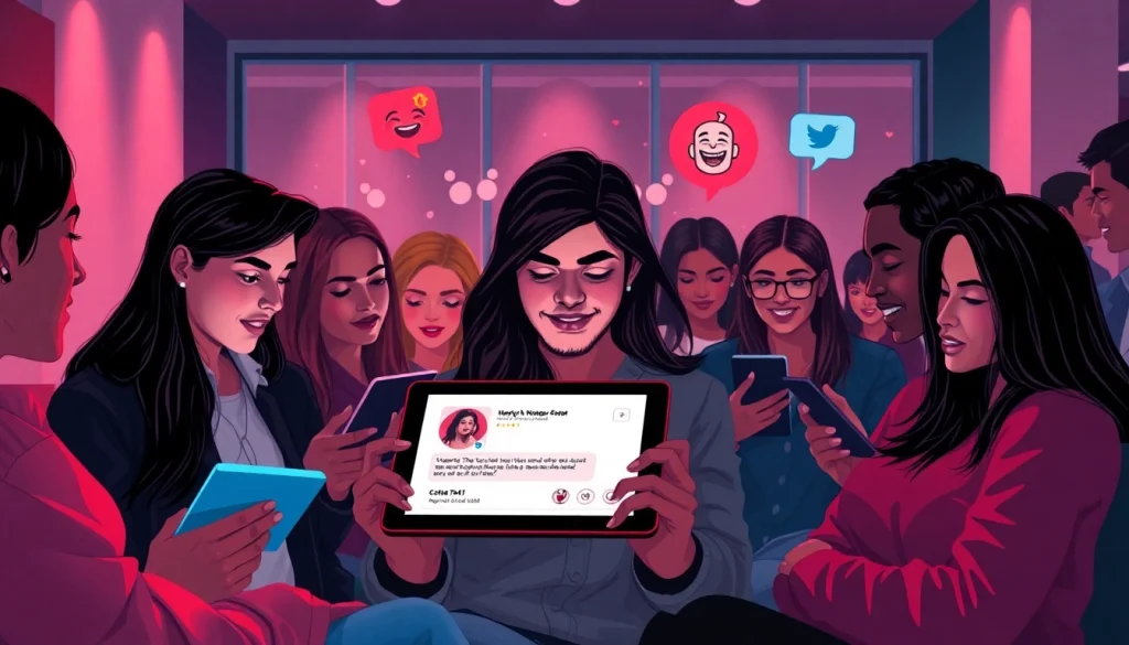 Engaging users exploring nsfw ai chatbot interactions on modern devices, showcasing emotional reactions and innovative technology.