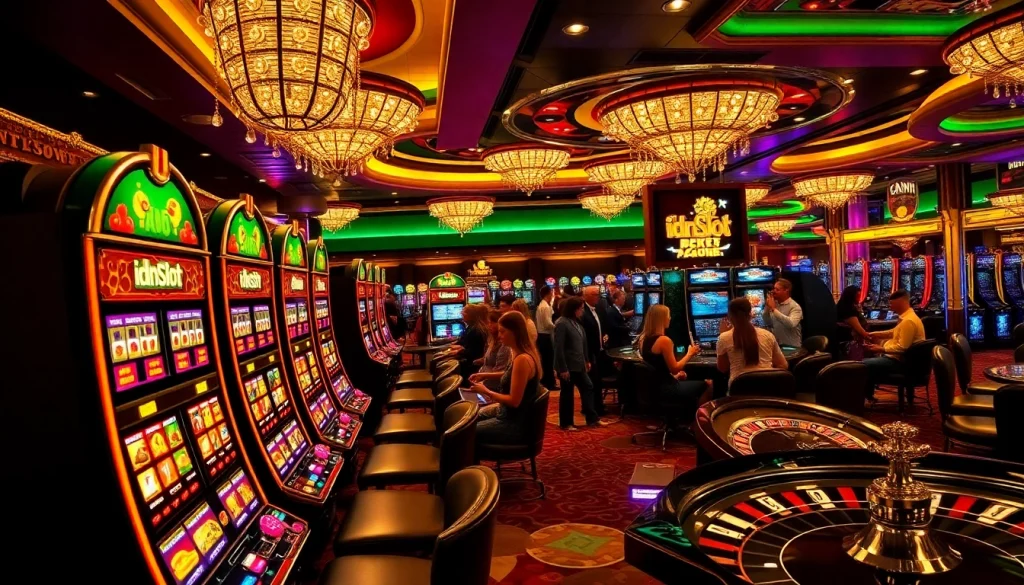 Experience the excitement of idnslot with vibrant slot machines and lively casino atmosphere.