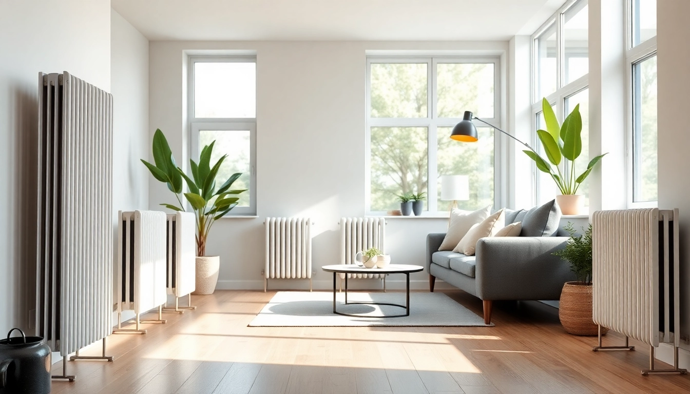 Heizkörper kaufen in einem modernen Wohnraum mit eleganten Radiatoren und minimalistischer Einrichtung